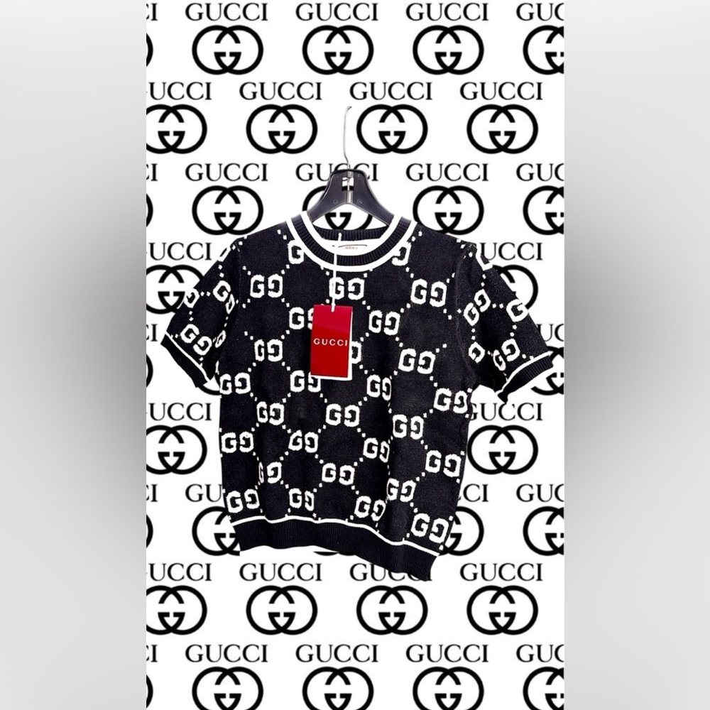 Gucci Monogram Black and White Crewneck Sweater